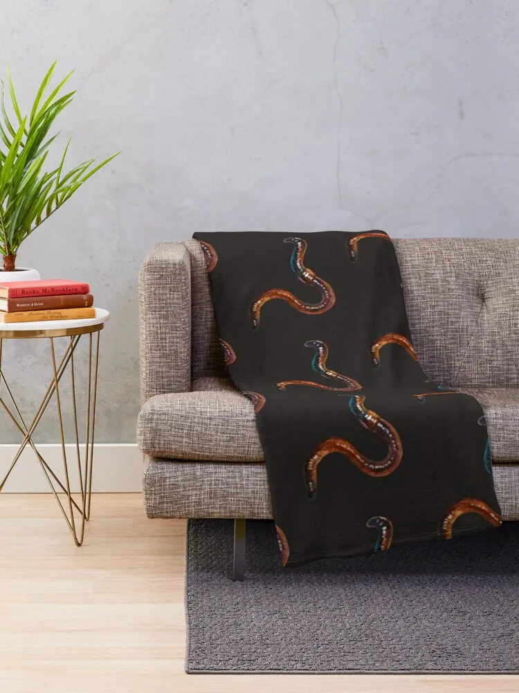 Creepy Cute Earthworm Sticker Throw Blanket Decorative Sofas Thermals For Travel Travel For Decorative Sofa Blankets