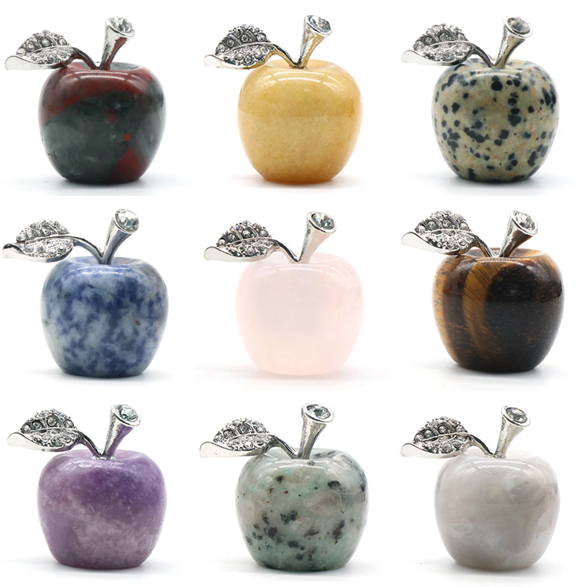 

5pc Random Natural Stone Agate Crystals Apple Statue Home Decor Meditation Healing Reiki Energy Jewelry Crafts Room Ornament