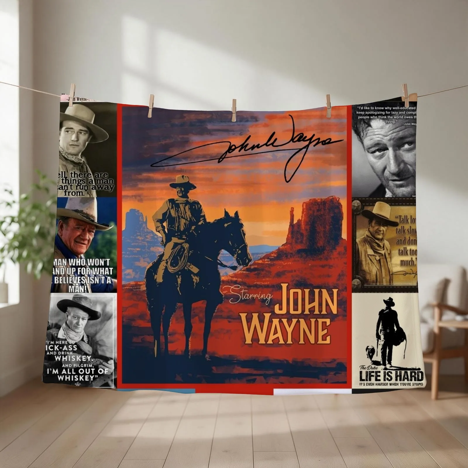 John Wayne Quote Throw Blanket couch cozy soft plush fuzzy picnic outdoor blanket