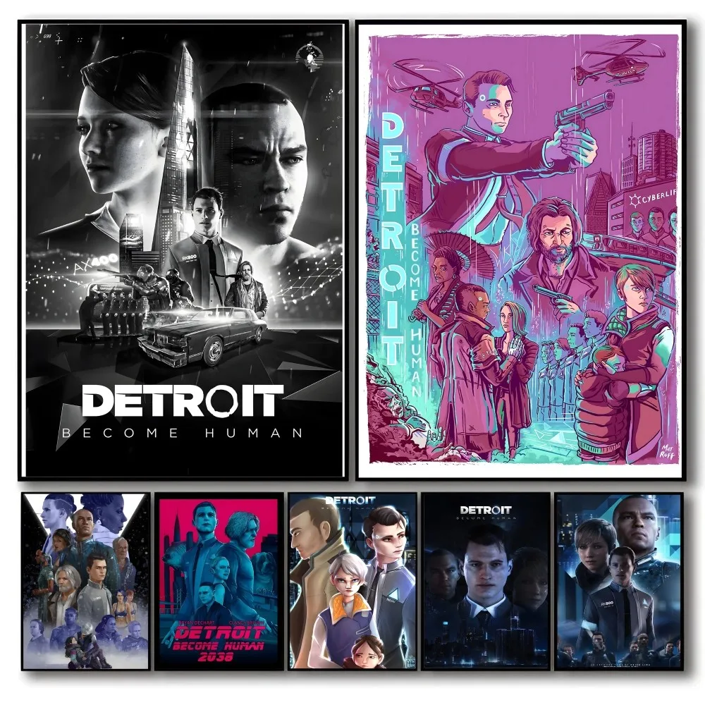 Detroit Become Human Hot Game Self-adhesive Art Waterproof Paper Sticker Coffee House Bar Room Wall Decor