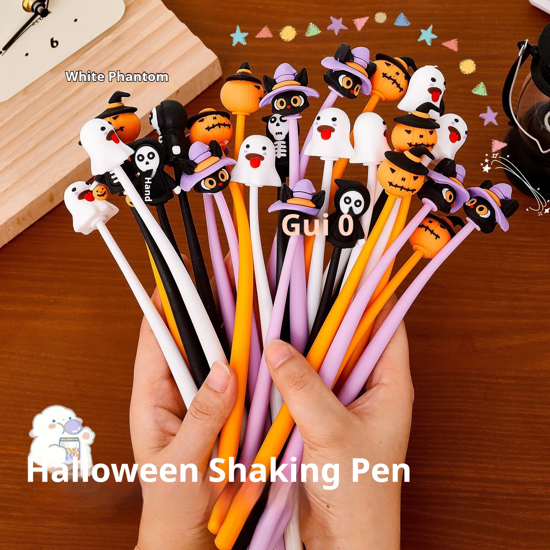 12/6 Pieces of Random Designs, Cartoon Halloween Silicone Shaker Gel Pens with Black Ink Refills, Quirky Ghost Pens for Students, Halloween Stationery Gifts, Essential Halloween Gifts