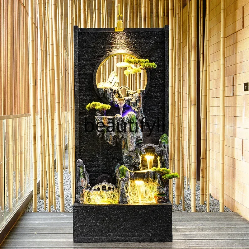 D178  Water curtain wall, flowing water fountain, rockery ornament, living room and outdoor fish pond