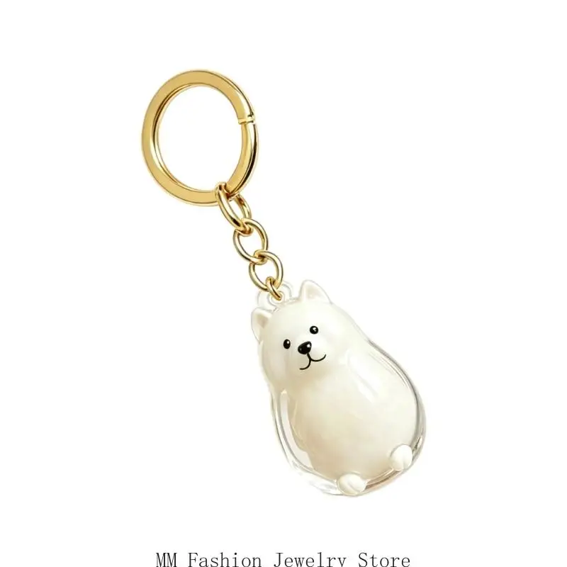 Pet Hair Memorial Keychain with Clear Display Body, Round Ring, and Short Chain for