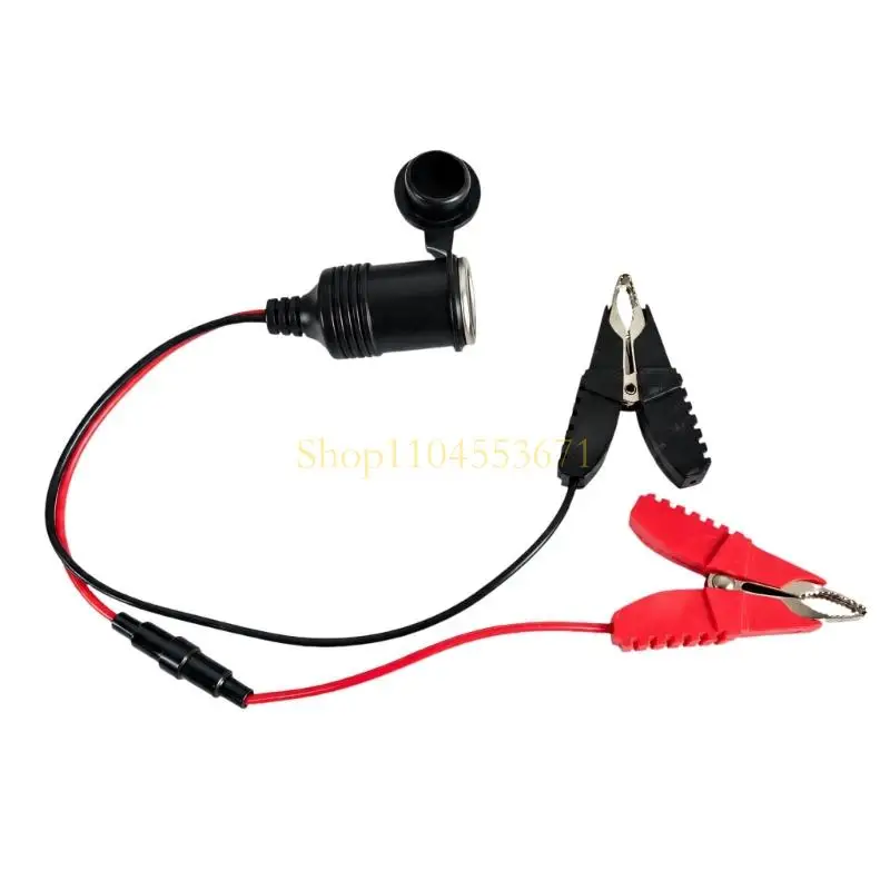 Best Seller 16AWG Battery Clamp Power Cable with Female 12V Vehicle Accessory Receptacle, 10A Rating, Insulated Clamps, and