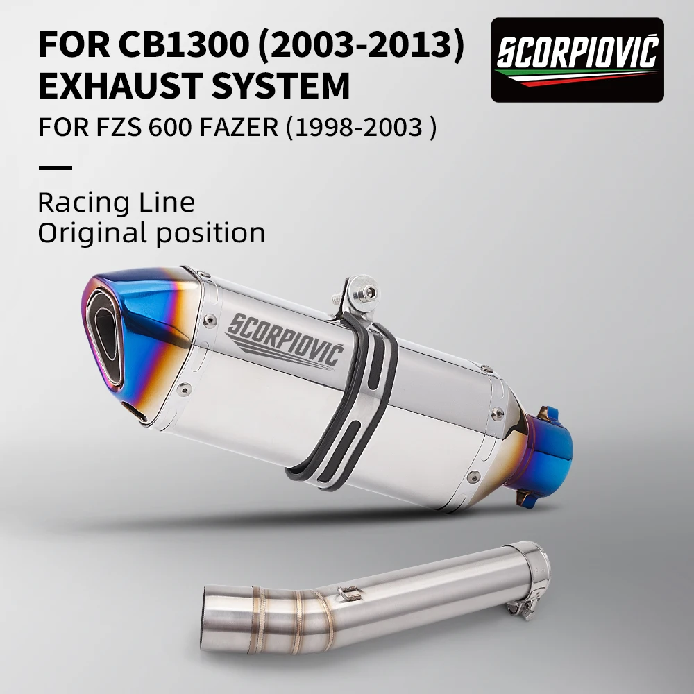 

Slip on for Motorcycle CB1300 FZS600 Exhaust Pipe Middle Muffler For FZS 600 Fazer 1998-2003 CB1300 2003-2013
