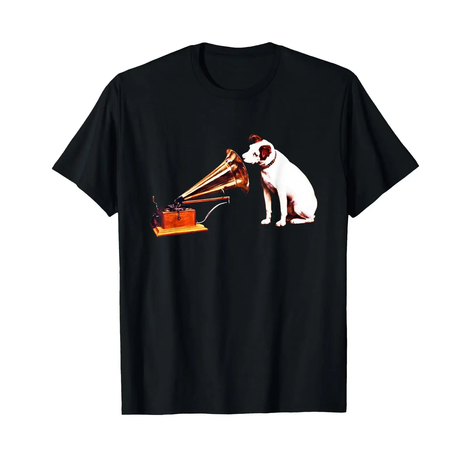 Voice of His Master Painting T Shirt black S vintage Washed fashion Soft graphic Breathable Stylish Unisex