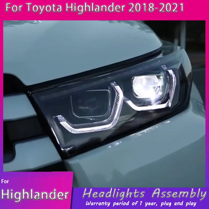 

Автомобильные фары для стайлинга для Toyota Highlander, светодиодные фары 2018-2021, новые фары Kluger, DRL, сигнальные линзы проектора, автомобильные
