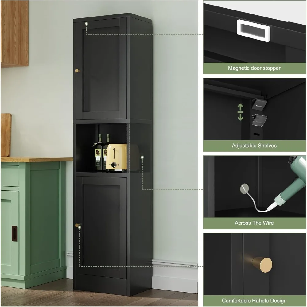 خزانة تخزين معدنية طويلة موفرة للمساحة مع أرفف مفتوحة للحمامات الصغيرة