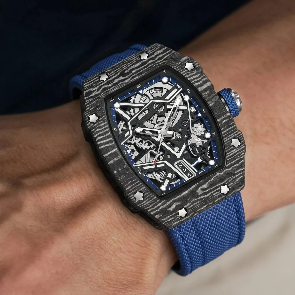 New Ultra-thin Tonneau Barrel Shaped Quartz Watches Men Distinctive Patterns Male Nylon Hot Selling Decorative Dial Clock Reloj