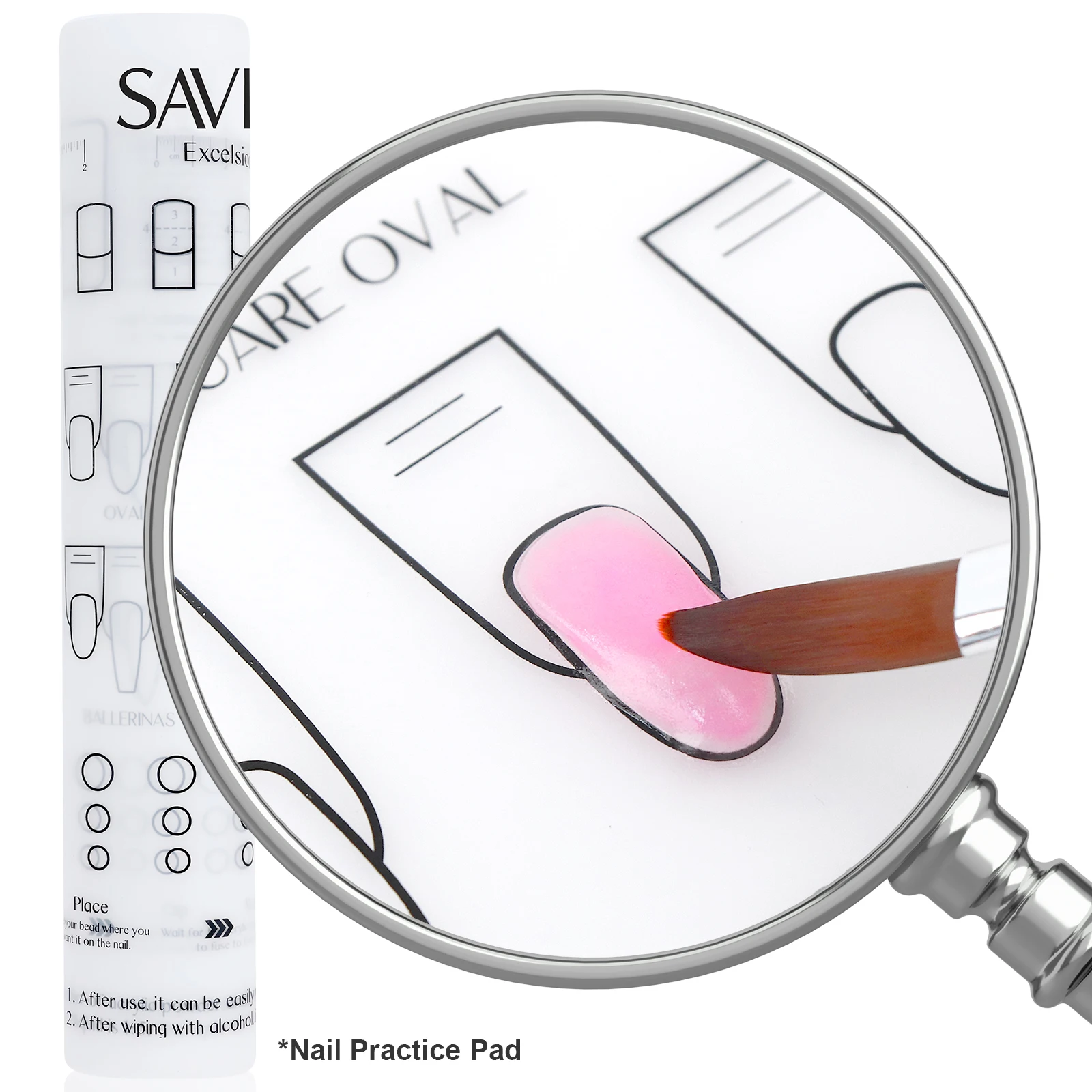Estera de práctica de uñas de silicona Saviland para principiantes y tecnología de uñas, sistema acrílico de entrenamiento, espacio de trabajo de salón en casa fácil de limpiar