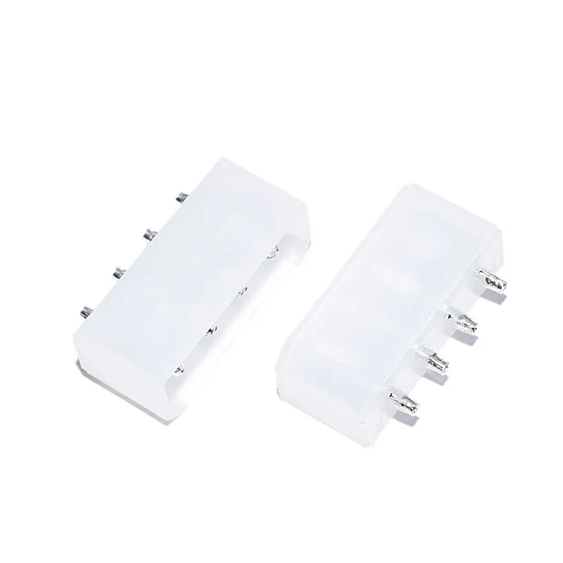 5pcs 5.08mm Pitch Molex White Big 4p 4d Female Socket Straight Hollow Needle for Pc Computer Atx Ide Power Connector