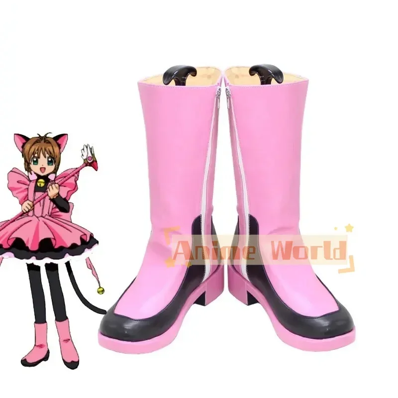 pink-sakura-cosplay-shoes-anime-card-captor-sakura-cosplay-prop-pu-leather-shoe-halloween-carnival-boot-custom-made