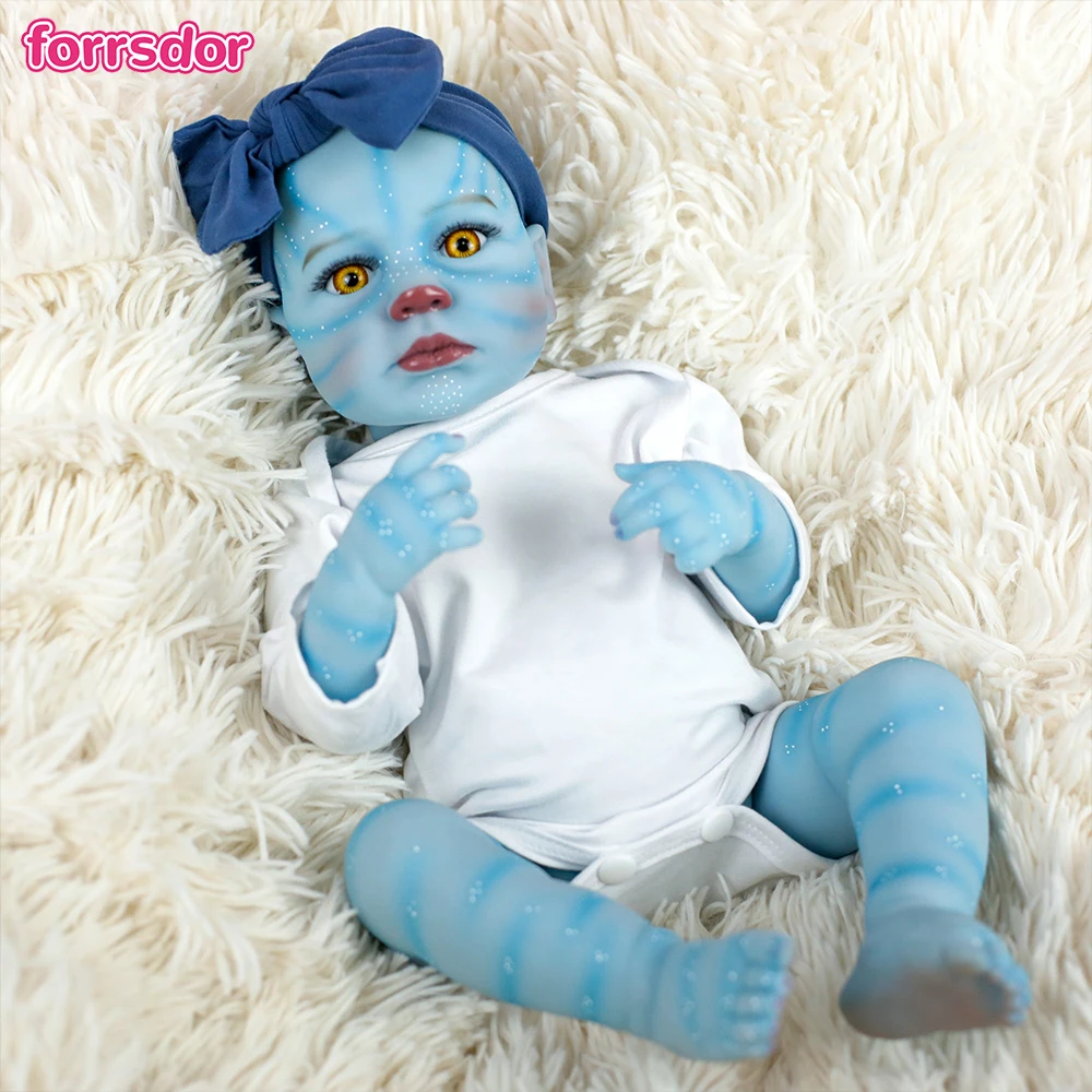 19 inch Loulou Avatar herboren babypop volledig siliconen vinyl meisjeslichaam met geschilderd haar handgemaakte levensechte kerstspeelgoedcadeaus