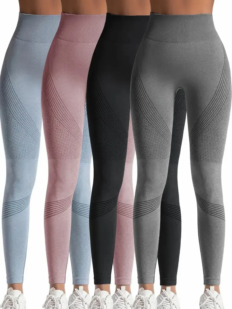 Pantalon de yoga taille haute sans couture, ultra respirant, séchage rapide, adapté à la course à pied, au fitness, aux couleurs unies