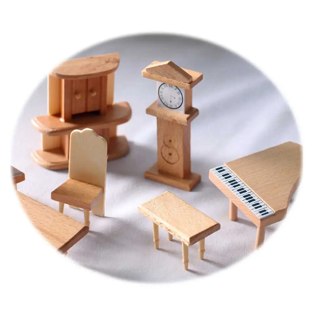 

Wooden Doll House Furniture 1/12 Miniature Bedroom Dinning Room Kitchen Living Room Series for DIY Accessories Set Play House