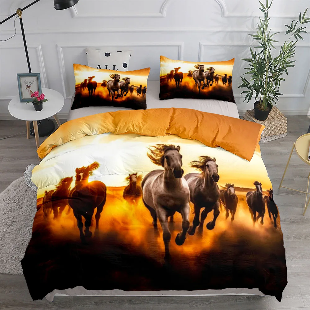 Horses In The Sunshine Duvet Cover Set Single Twin Double Queen King Cal King Size Bed Linen Set