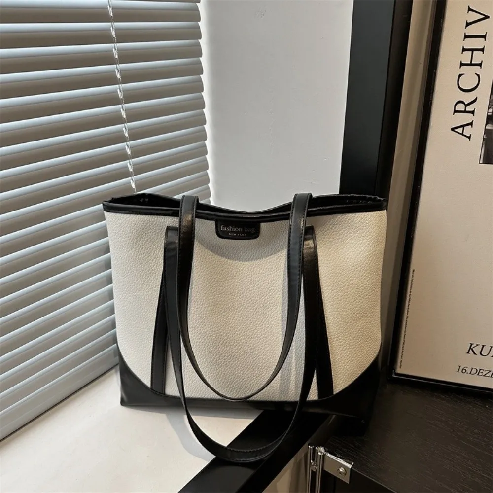 

Elegant Large Capacity PU Tote Bag Handbag Korean Style Women Shoulder Bag Waterproof Portable Ladies Commute Bag Student