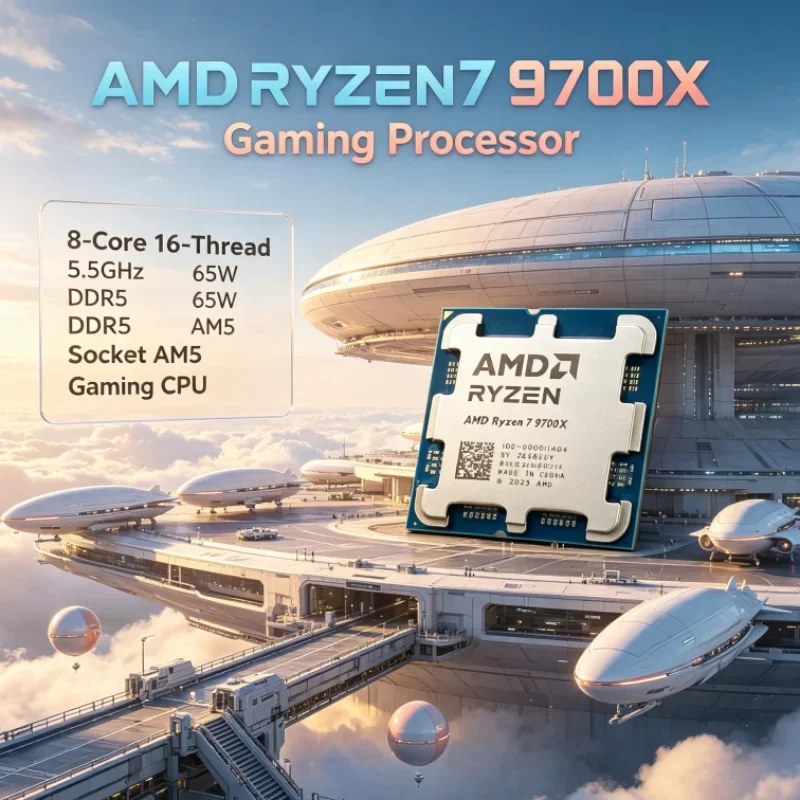 AMD Ryzen 7 9700X 8-Core 16-Thread Up to 5.5GHz Socket AM5 PCIe 5.0 L3=32M DDR5 65W without fan 4NM 3.8GHz CPU for Desktop PC