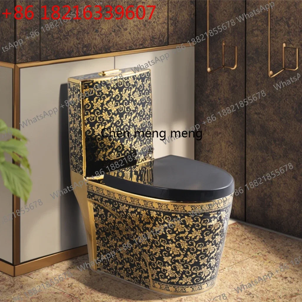 Golden Toilet Luxury Modern One Piece Dual-Flush Black Gold Toilet Bowl With Ceramic Material