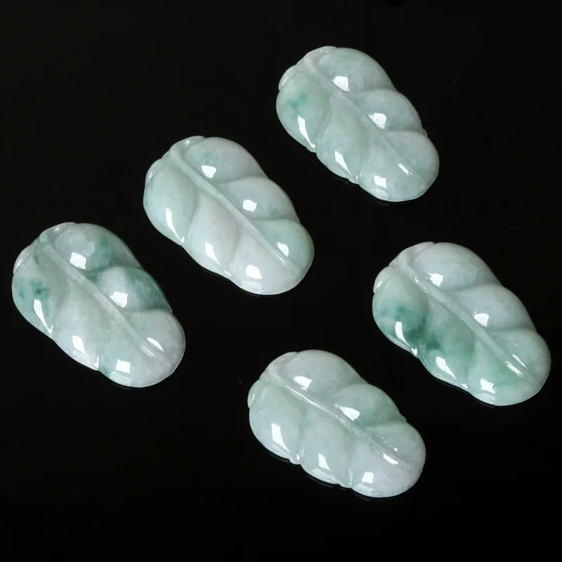 

Natural A-Grade Burmese Jadeite Pendant Golden Branch And Jade Leaf Accessory