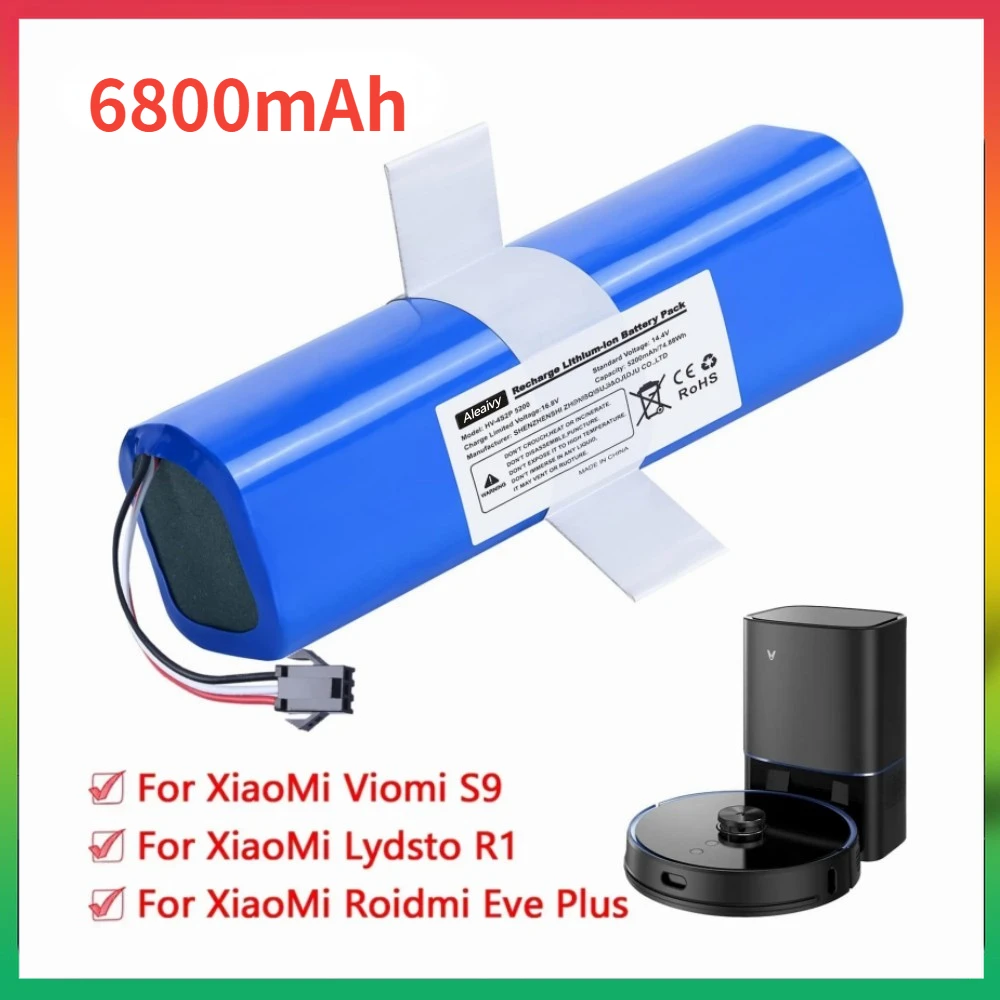 

5200mAh 12800mAh Battery For XiaoMi Lydsto R1 Roidmi Eve Plus Viomi S9 Robot Vacuum Cleaner Battery Pack Accessories Parts 14.4V