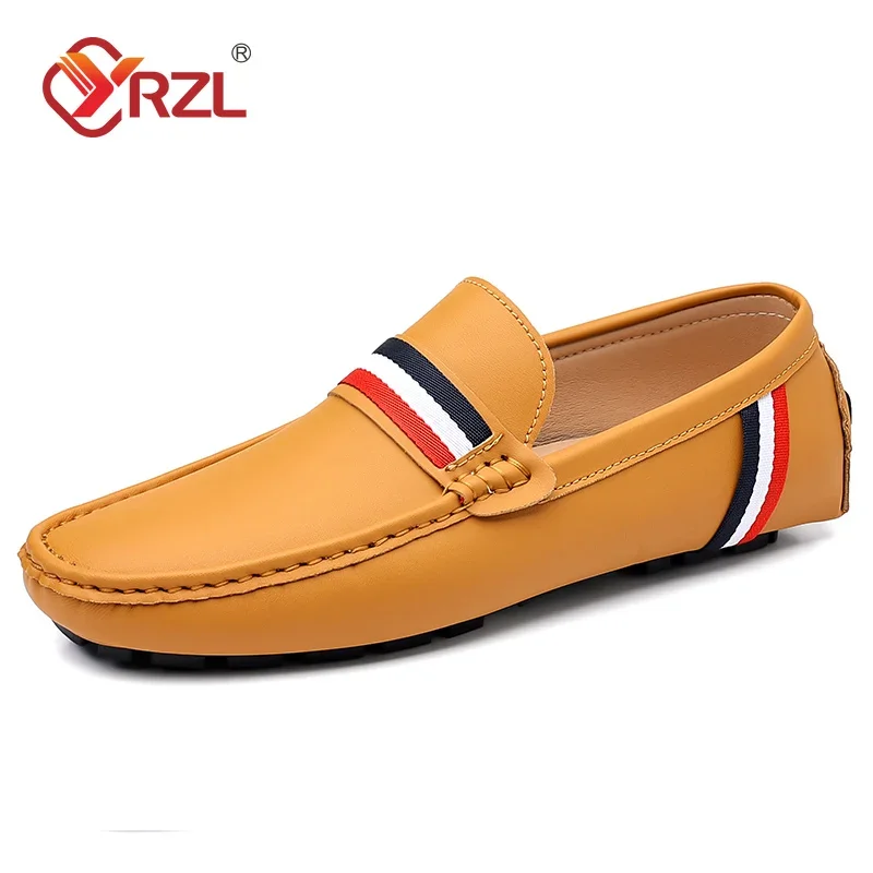 YRZL Loafers Men Shoes Slip on Moccasins Mens Breathable Black Brown Casual Shoes Luxury Brand Loafers Driving Shoes for Men