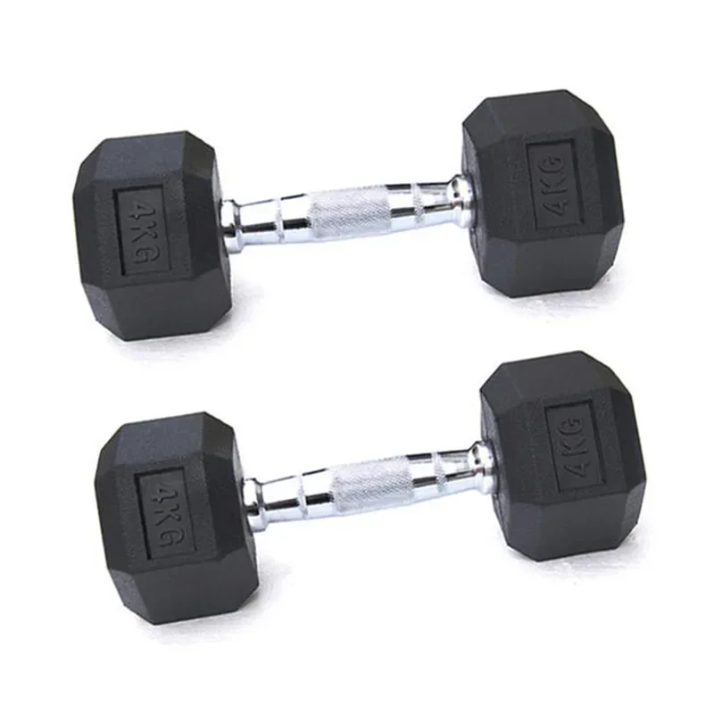 Jointop Home Gym Bodybuilding Equipment Fixed Black Dumbells Hex Rubber Dumbbell weights for fitness  barbell