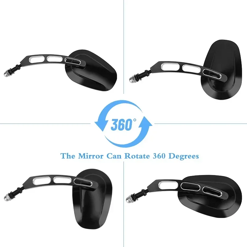 Aluminum 8mm Black Motorcycle Side Rearview Mirrors for Harley XL883 Sportster Road King Touring Fatboy Dyna Softail V-ROD