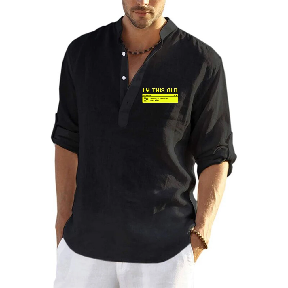 Computer 90s Programmer PC Nerd Geek  Streetwear Men Lightweight Shirts Long Sleeve Cotton Linen Shirts for Men Beach T shirts