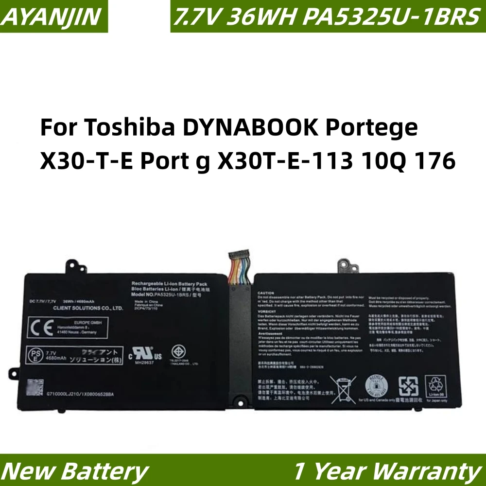 

PA5325U-1BRS PA5325U 7.7V 36Wh Laptop Battery For Toshiba DYNABOOK Portege X30-T-E Port g X30T-E-113 10Q 176