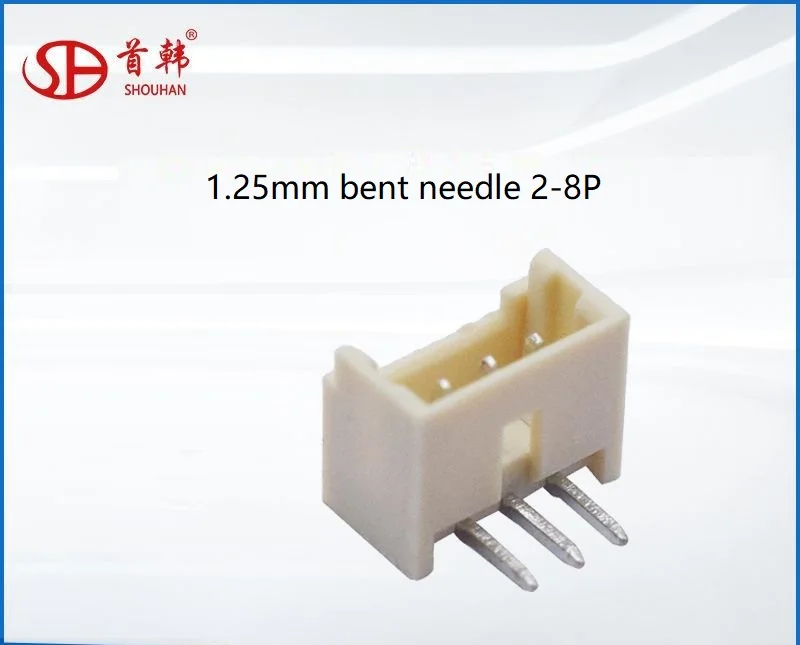 

Connector Pitch 1.25mm Bent pin connector Beige temperature resistant pin base terminal single-row multi-specification 2-8P