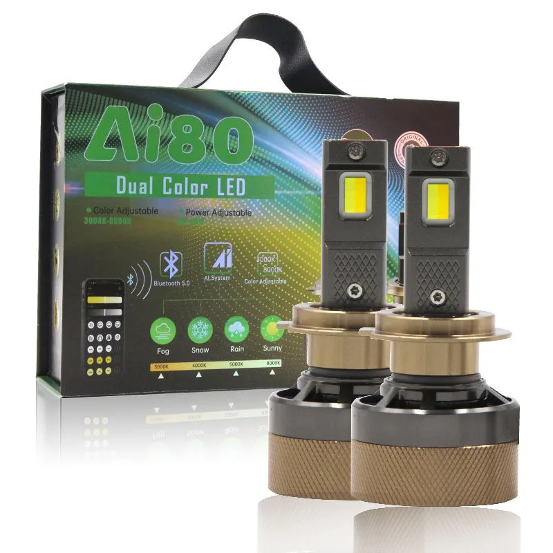 

H4 880 9012 LED Headlight Bulbs 3000K-6500K Bluetooth APP Control 12V 80W Car Light Retrofit