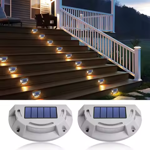 Solar Driveway Lights 2 Colors in 1 Outdoor Solar Deck Waterproof LED Driveway Marker Security Lights for Outside Pathway Garden