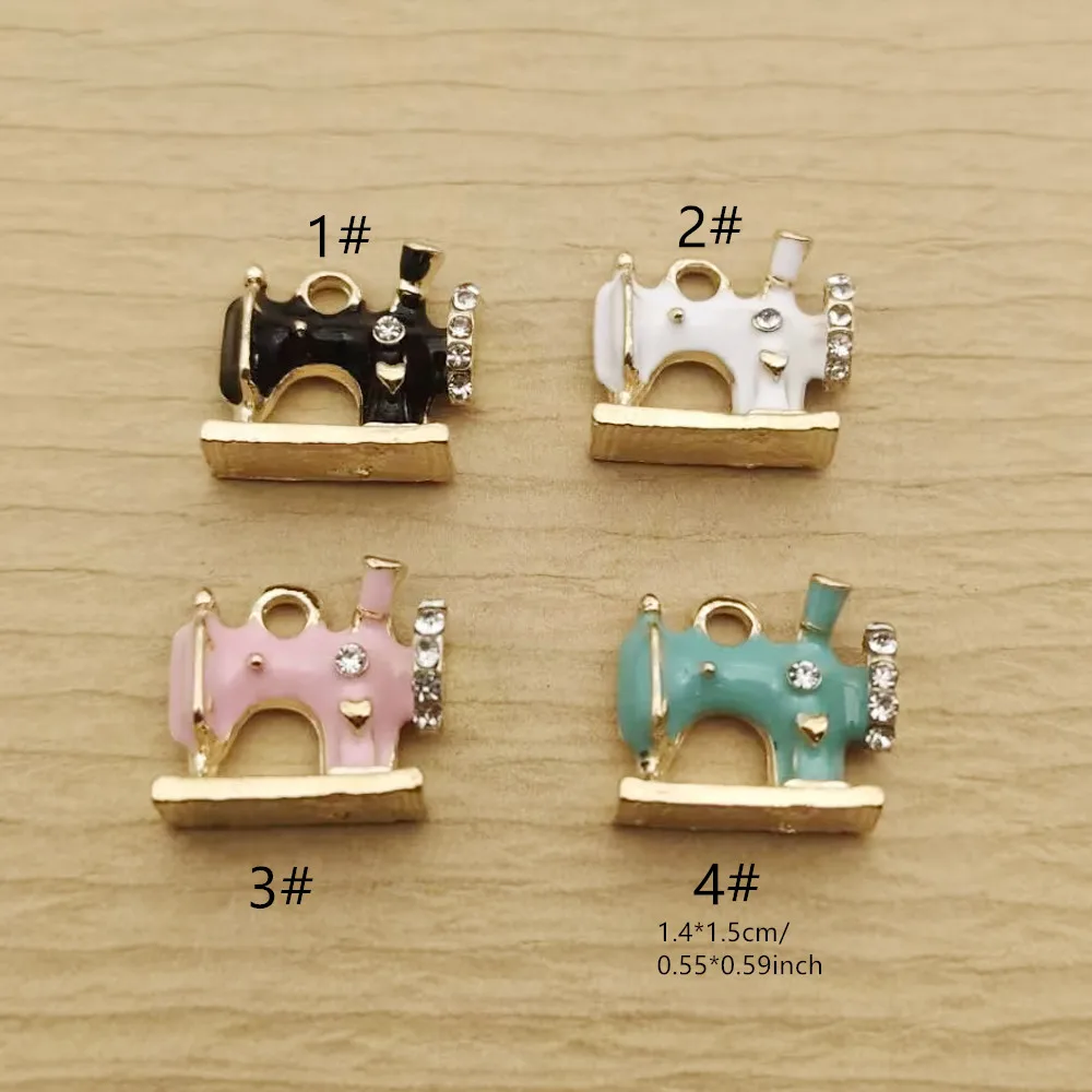 10pcs Sewing Machine Charm Jewelry Accessories Diy Making Necklace Earring Keychain Phone Pendant Craft Alloy Metal Gold Plated