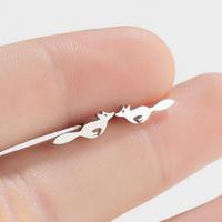 Jisensp Fashion Cute Running Fox Earrings for Women Minimalist Jewelry Vintage Animal Stud Earrings Girls Party Gifts Bijoux