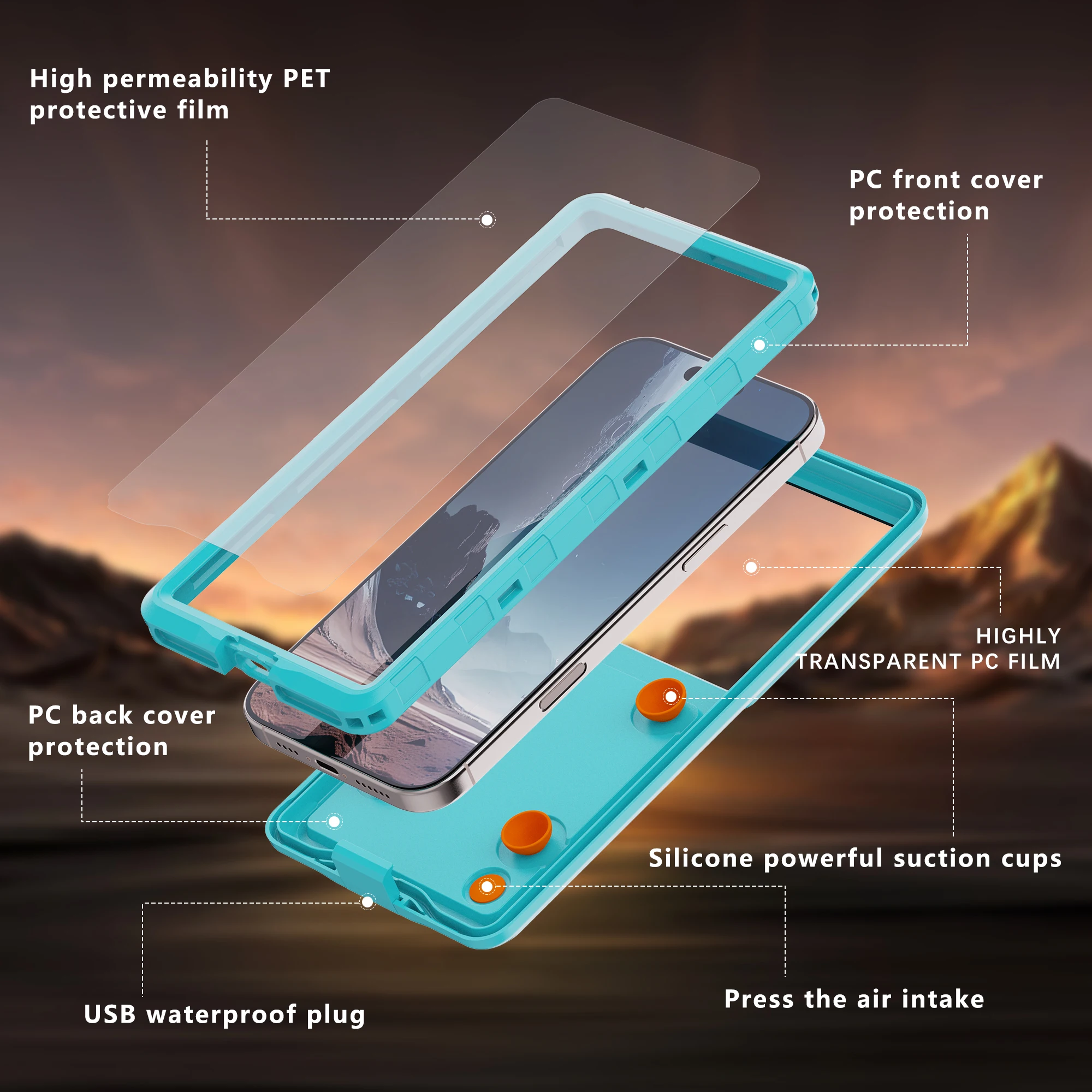 Touchscreen IP68 Wasserdichte Handytasche, Unterwasser-Schutzhülle mit Trageband, geeignet für Handys bis 6,9 Zoll. – Detail 4