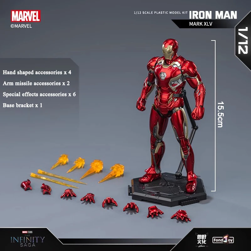 Kit de Modelo Original Fondjoy Iron Man MK45, Saga del Infinito, Ironman Mark 45, Ensamblaje ABS, Articulaciones Móviles, Juguetes para Niños, Regalos de Cumpleaños para Niños
