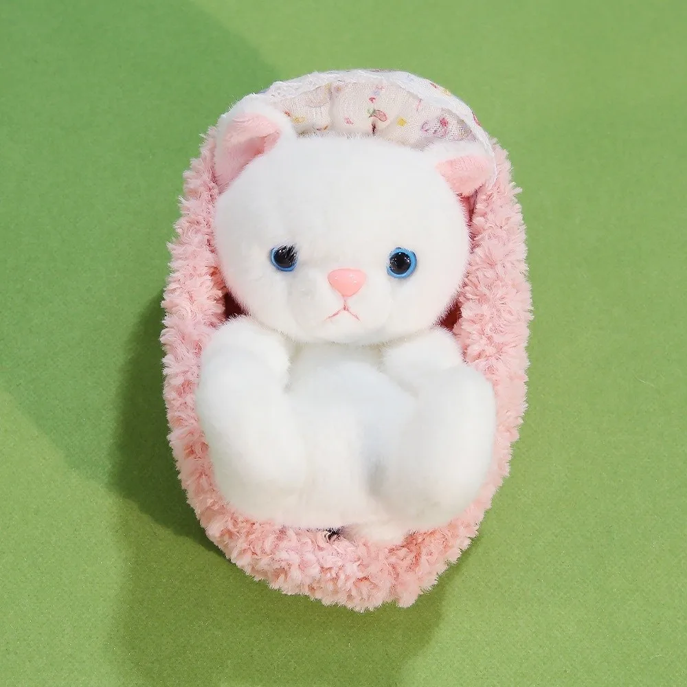 Simpatico cesto per dormire Gatto nero Animali di peluche Kawaii Gatto peloso Comfort Regali da tavolo per gatti