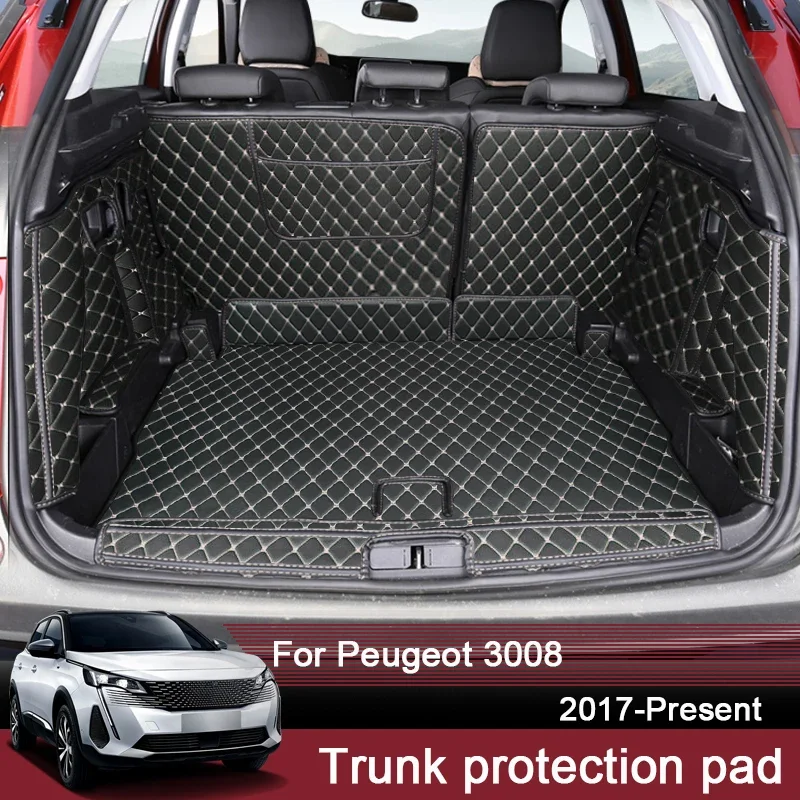 

Стайлинг автомобиля, коврик для заднего багажника на заказ для Peugeot 3008 2017 г. 2017 г., кожаный водонепроницаемый автомобильный коврик для багажника, внутренние аксессуары