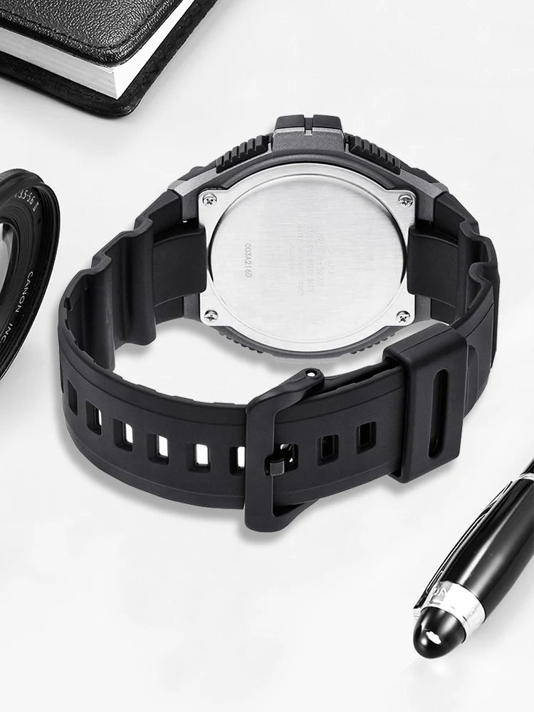 Waterproof Rubber Convex Interface Watchband for Casio 5434 MCW-100H W-S220 Series Stainless Steel Needle Buckle Watch Strap