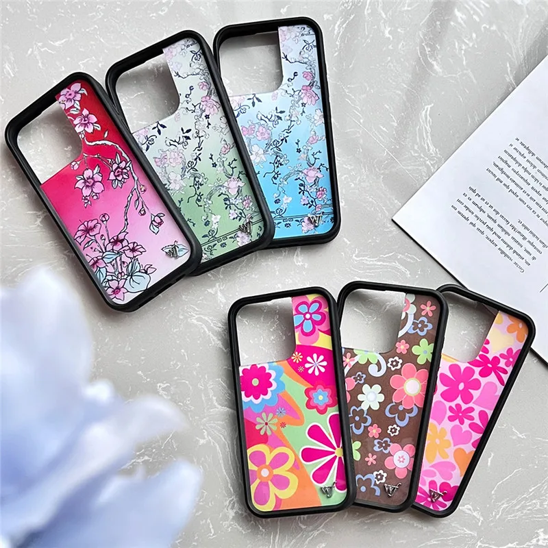 USA WF Wildflower Phone Case for iPhone 12 13 14 15 16 Pro Max Plus 16pro 16plus 15plus 3D Wild Flowers cloth wf label Cover