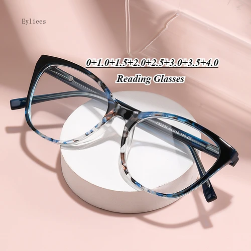 Gafas de lectura de moda 2025 para mujer, lentes ópticas para presbicia, ojo de gato, ordenador para mujer, gafas graduadas de grado de aumento + 150