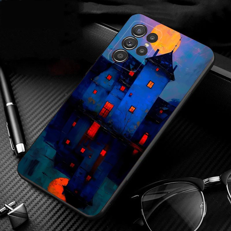 

Phone Case For Samsung Galaxy S25 S24 S23 S22 S21 Ultra S24 S23 S22 S21 S25 Plus S24 S20 FE House Night Light Moon Scenery