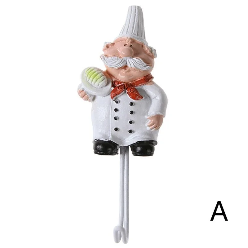 1Pc Kitchen Creative Chef Cartoon Storage Rack Hooks Wall Hanger Kitchen Hooks for Utensils Wall Hooks Kitchen Accessories