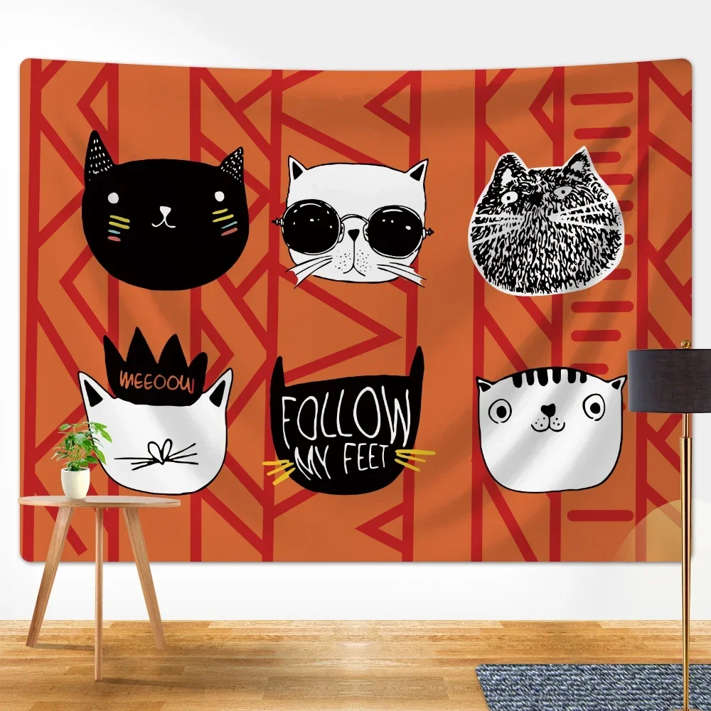 Punk cat home decoration art tapestry psychedelic scene Hippie Bohemia decoration bedroom wall decoration tapestry