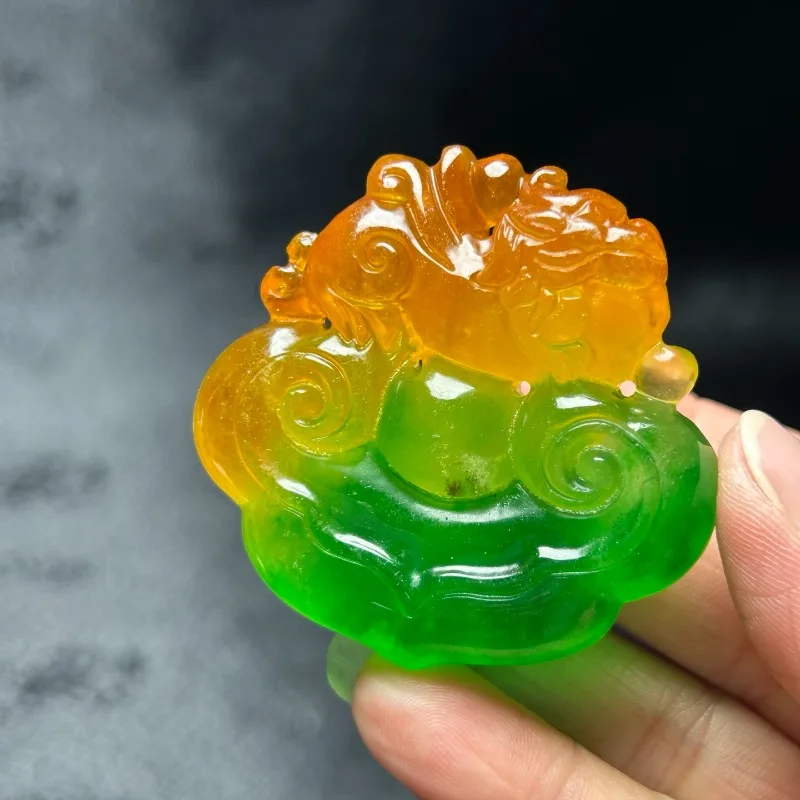 

Новый натуральный нефритовый кулон «Руи Пи Сю» с эффектом льда, модный и универсальный, в этническом стиле