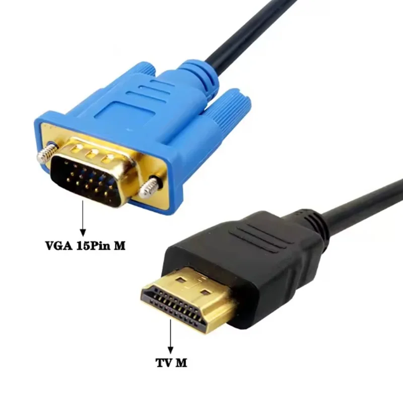 1.8 M HDMI-compatible Cable To VGA 1080P HD Adapter Cable Male to Video For HDTV PC Laptop Video Cable Adapter Support 1080P