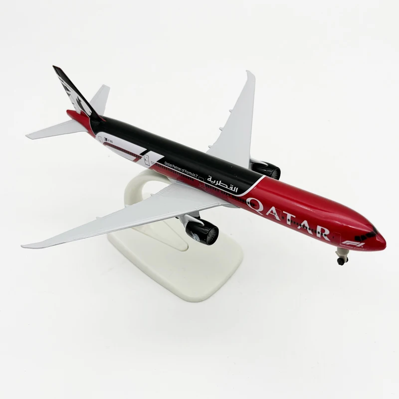 20cm Qatar Airways B777-300ER Diecast Aircraft Jet Model with Wheels Collectible Plane Gift for Aviation Enthusiast