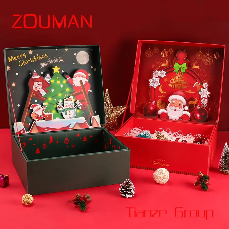 Aangepaste Kerstboom 3d Pop-Up Papieren Dozen Flip Open Kerstverpakking Voor Kerstversiering