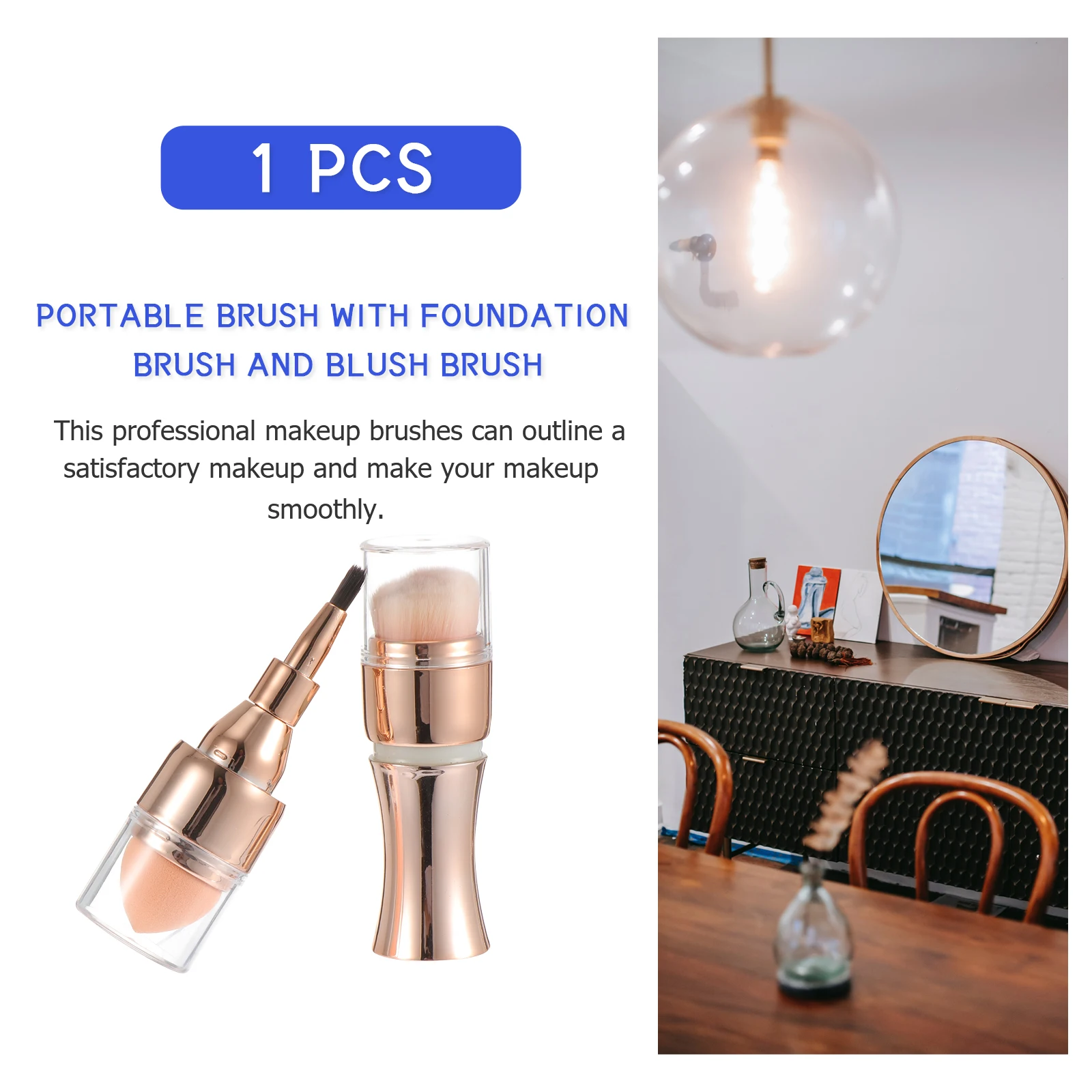 1pc Makeup Brush Set Dual Ended Tools Portable Blush Eyeshadow Lip Sponge Daily Use Cosmetics Accessory